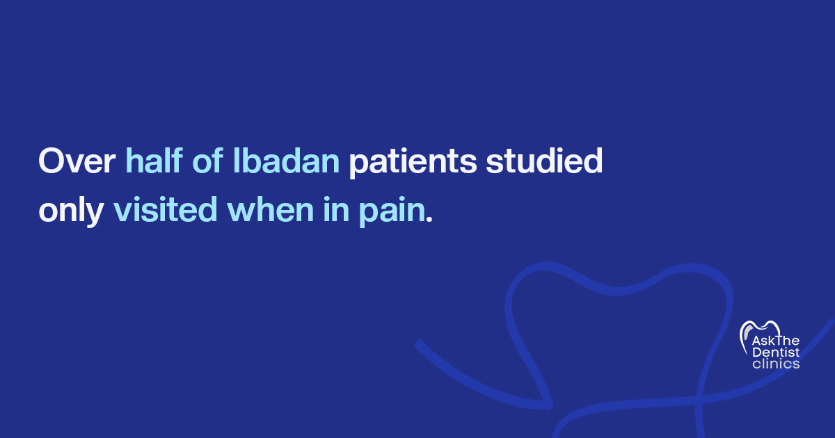 Over half of Ibadan patients studied only visited when in pain
