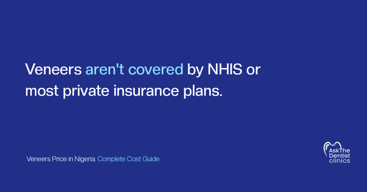 Veneers aren't covered by NHIS or most private insurance plans