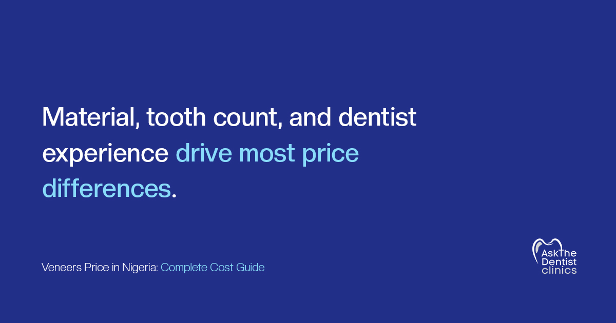 Material, tooth count and dentist experience drive most price differences